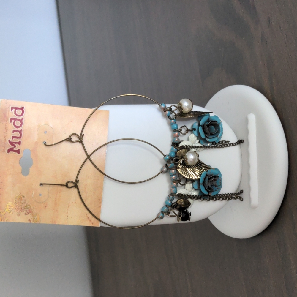 Mudd Drop Earrings, Hoops with Charms